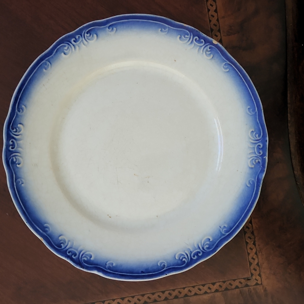 Antique Flow Blue Plate